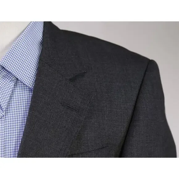 Stanley Ley Legal Outfitters Gray Plaid Wool 2-Btn Blazer Jacket 36S